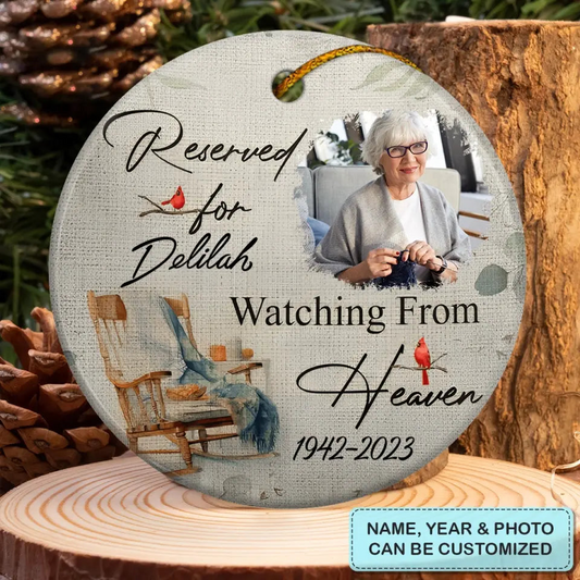 Personalized Ceramic Christmas Ornament - Custom Watching From Heaven, Memorial Gift Ceramic Ornament, Perfect Gift For Family Members