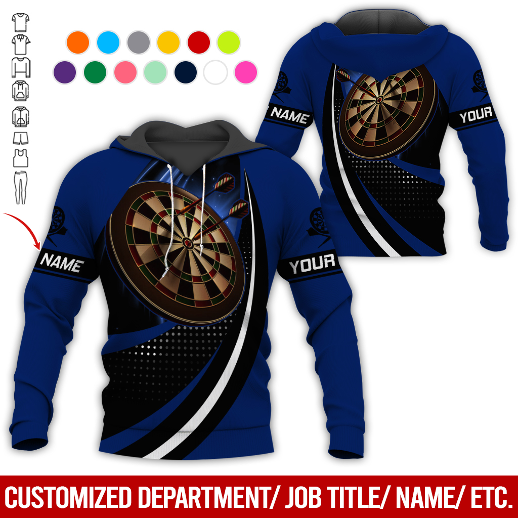 Customized Name Darts Premium Hoodie, Black Spot Pattern Darts Hoodie, Perfect Gift For Darts Lovers, Friend, Family