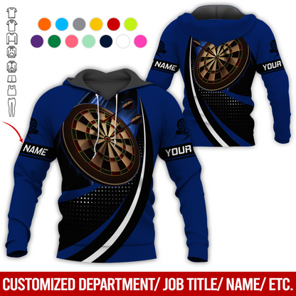 Customized Name Darts Premium Hoodie, Black Spot Pattern Darts Hoodie, Perfect Gift For Darts Lovers, Friend, Family