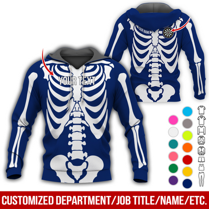 Personalized Skeleton Darts Premium Hoodie, Customized Name & Text Darts Hoodie, Perfect Gift For Darts Lovers, Darts Player