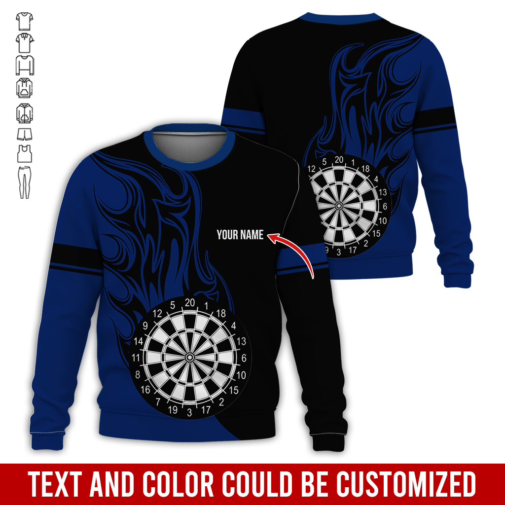 Customized Darts Sweatshirt, Personalized Name Sweatshirt, Fire Dartsboards Pattern Sweatshirt For Men & Women, Perfect Gift For Darts Lovers, Friend, Family