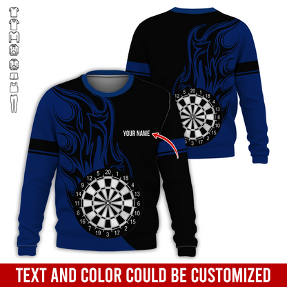Customized Darts Sweatshirt, Personalized Name Sweatshirt, Fire Dartsboards Pattern Sweatshirt For Men & Women, Perfect Gift For Darts Lovers, Friend, Family