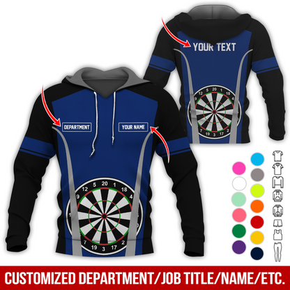 Personalized Name, Text & Department Darts Premium Hoodie, Play Darts Pattern Hoodie, Perfect Gift For Darts Lovers, Friend, Family