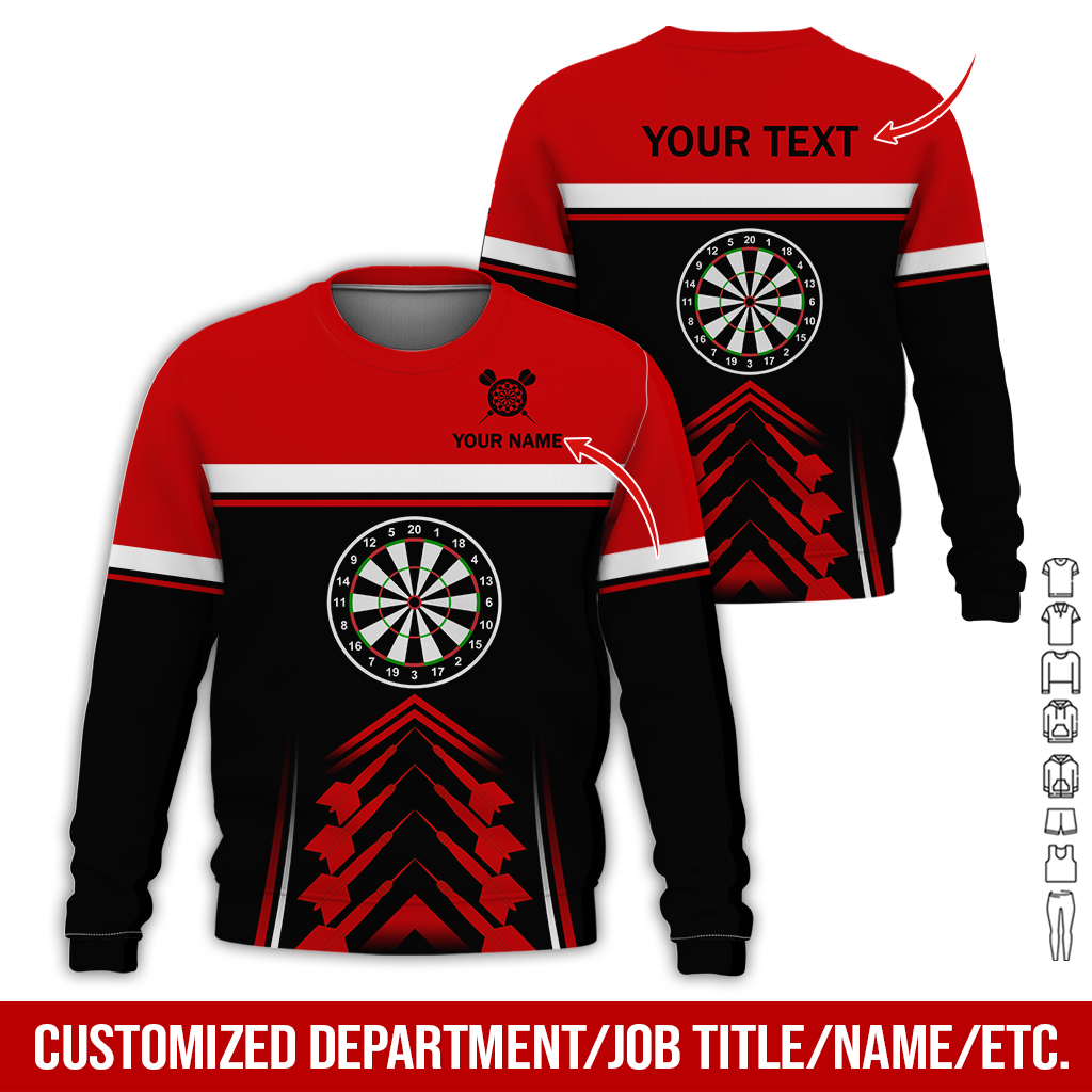 Customized Darts Sweatshirt, Darts Pattern & White Stripes Sweatshirt For Men & Women, Perfect Gift For Darts Lovers, Friend, Family