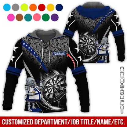 Personalized Darts Knight Armor Premium Hoodie, Customized Name Darts Tropical Pattern Hoodie, Perfect Gift For Darts Lovers, Darts Player