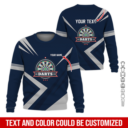 Customized Darts Sweatshirt, Personalized Name & Text Sweatshirt, 3 Star Darts Pattern Sweatshirt, Perfect Gift For Darts Lovers, Friend, Family
