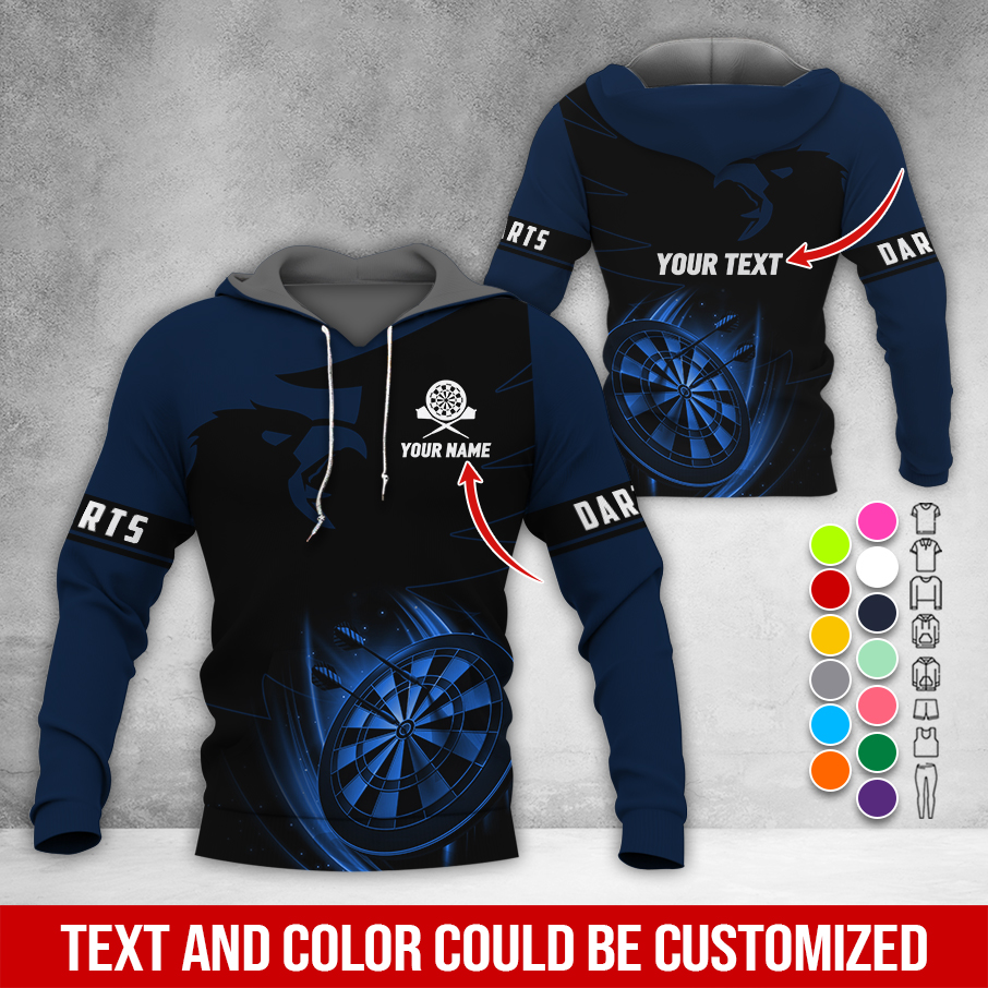 Personalized Darts Black Raven Premium Hoodie, Customized Name & Text Darts Hoodie, Perfect Gift For Darts Lovers, Darts Player