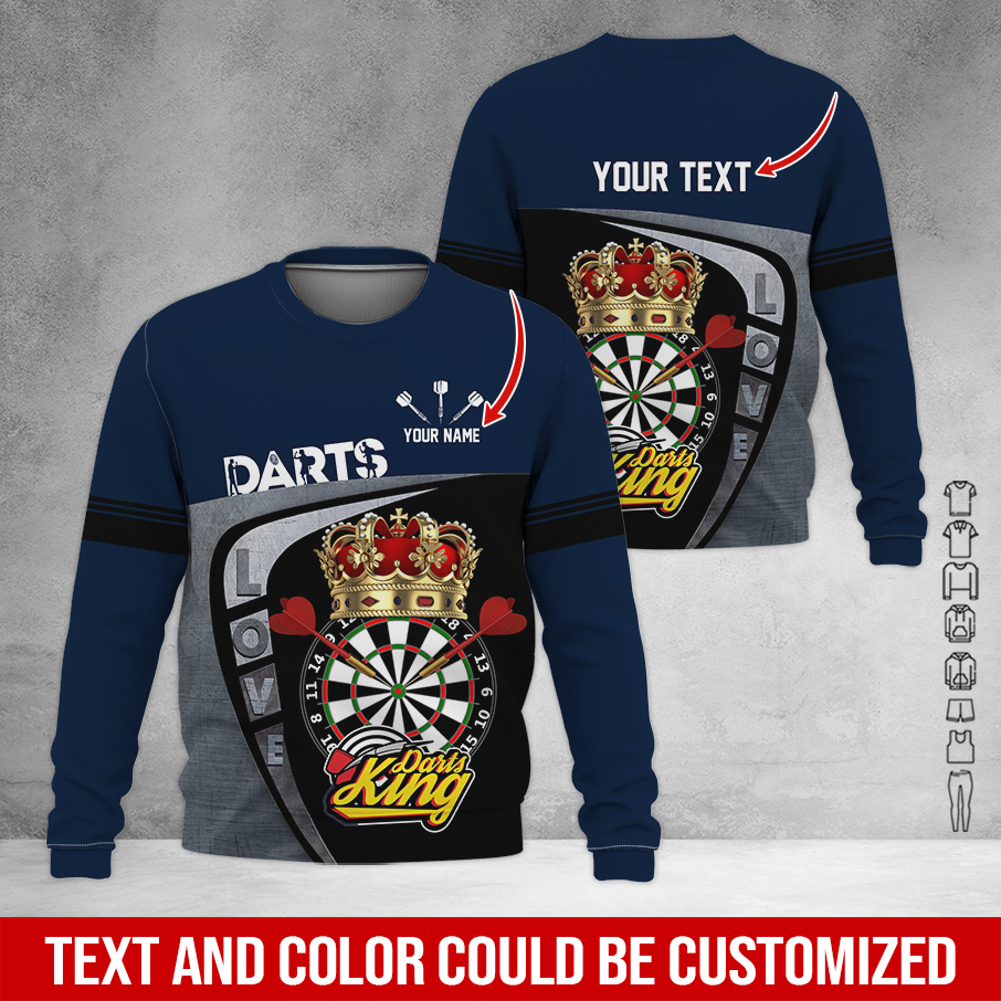 Customized Darts Sweatshirt, Personalized Name & Text Darts Sweatshirt, Darts King Sweatshirt, Perfect Gift For Darts Lovers, Friend, Family