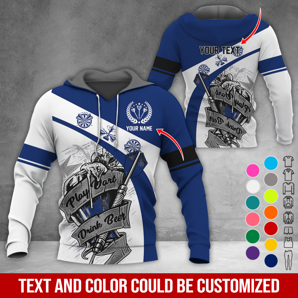 Personalized Name & Text Darts Premium Hoodie, Play Darts Drink Beer Hoodie, Perfect Gift For Darts Lovers, Friend, Family