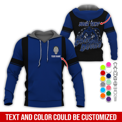 Customized Name Darts Skull Premium Hoodie, Personalized Name & Text Darts Hoodie, Darts Devils Hoodie, Perfect Gift For Darts Lovers, Friend, Family