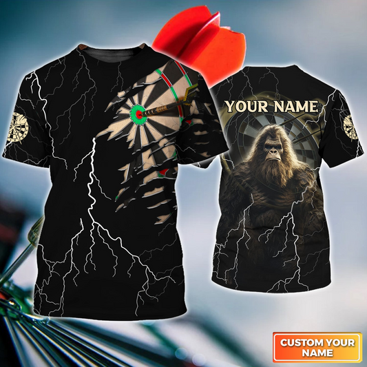 Customized Darts T Shirt, Bullseye Dartboard Personalized Name Bigfoot And Darts T Shirt For Men - Perfect Gift For Darts Lovers, Darts Players