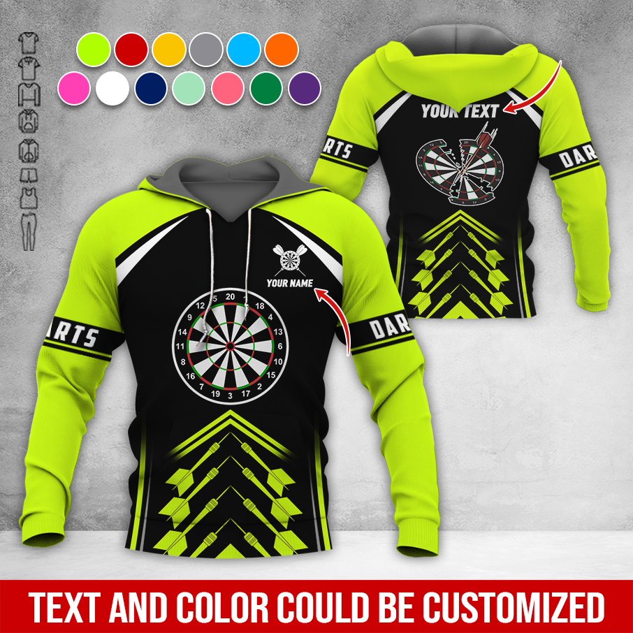 Personalized Name & Text Darts Premium Hoodie, Broken Darts Pattern Hoodie, Perfect Gift For Darts Lovers, Friend, Family