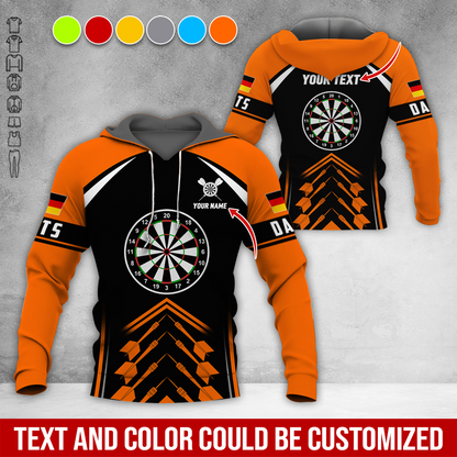 Customized Name & Text Darts Premium Hoodie, Custom Your Flag Darts Hoodie, Perfect Gift For Darts Lovers, Friend, Family