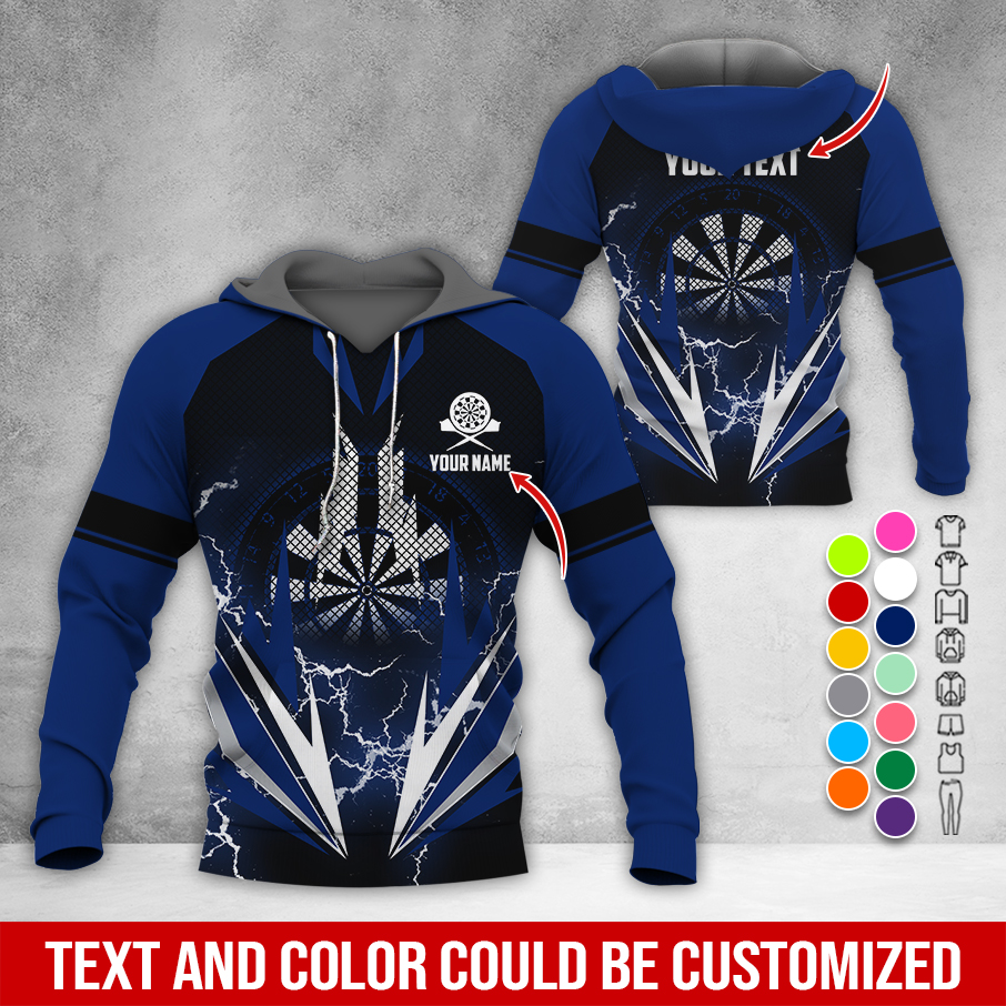 Customized Name Darts Thunder Premium Hoodie, Darts Pattern Hoodie, Perfect Gift For Darts Lovers, Friend, Family