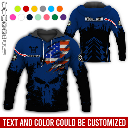 Customized Name & Text Darts Premium Hoodie, Custom National Flag Darts Hoodie For Men & Women, Perfect Gift For Darts Lovers, Darts Player