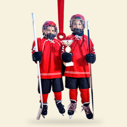 Custom Hockey Acrylic Ornament, Personalized Hockey Photo Ornament, Christmas Tree Decor Acrylic Ornament For Family, Christmas, New Year