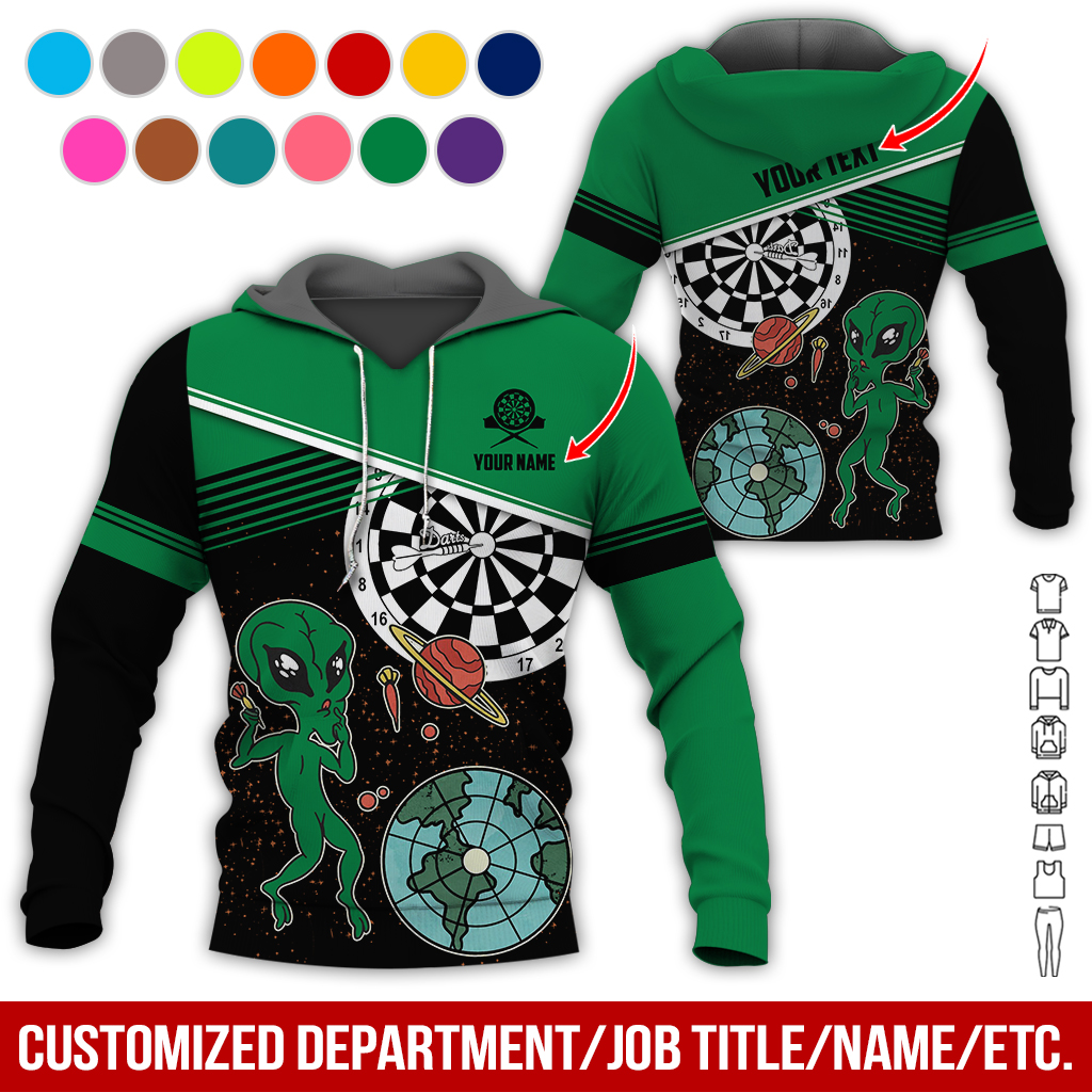 Customized Name & Text Darts Premium Hoodie, Aliens & Space Hoodie, Perfect Gift For Darts Lovers, Friend, Family