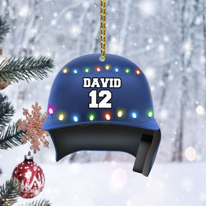 Custom Baseball Acrylic Ornament, Personalized Name & Number Baseball Helmet Acrylic Ornament - Perfect Gift For Baseball Lover, Christmas, New Year