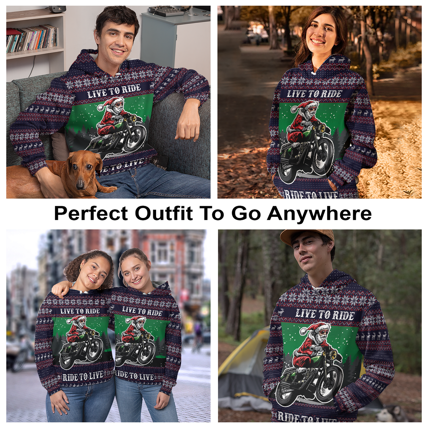 Santa Live To Ride Pullover Premium Hoodie, Perfect Outfit For Men And Women On Christmas New Year Autumn Winter