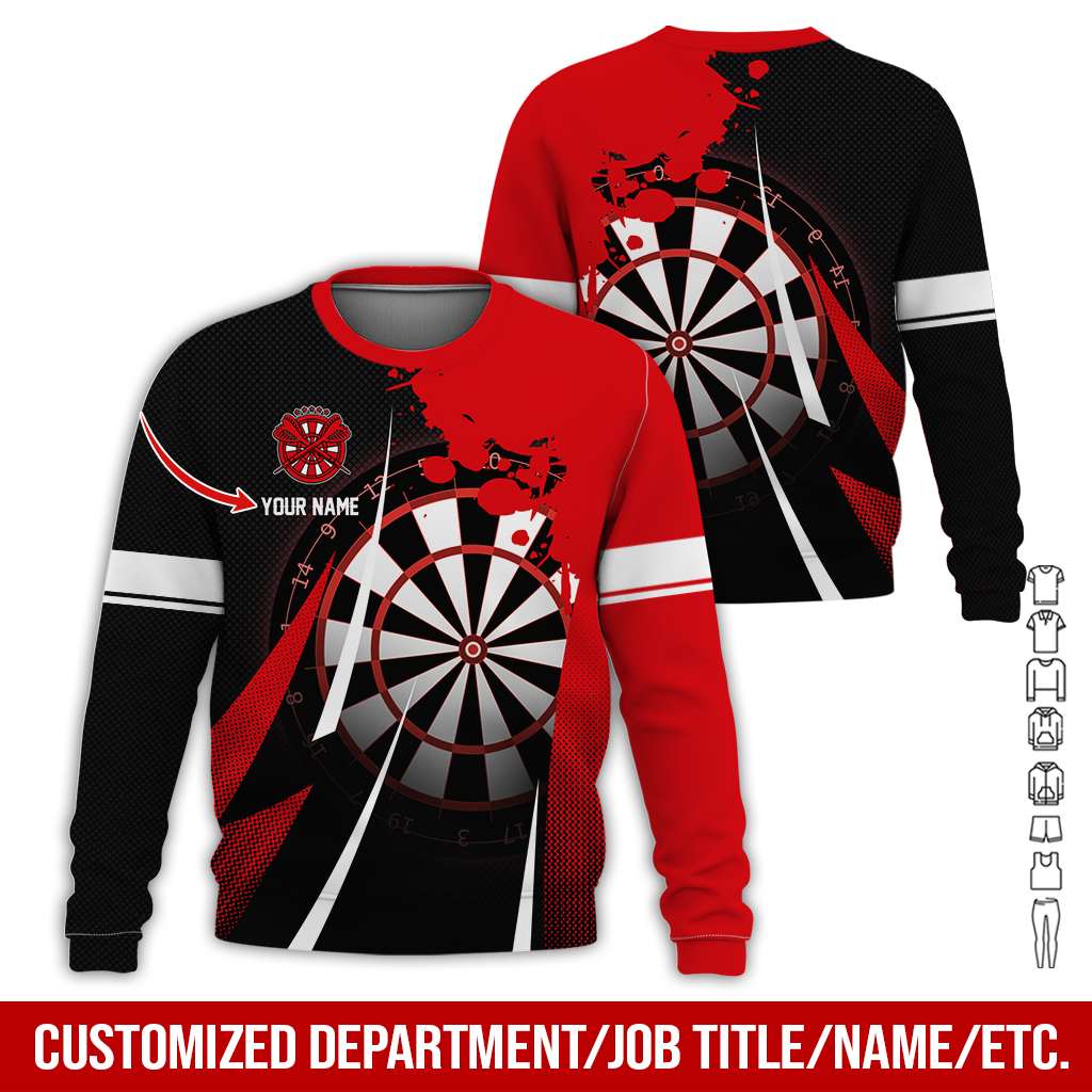 Customized Name Darts Sweatshirt, Ink Spill Pattern Darts Shirts For Men & Women - Gift For Darts Lovers, Friend, Family