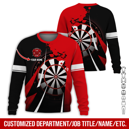 Customized Name Darts Sweatshirt, Ink Spill Pattern Darts Shirts For Men & Women - Gift For Darts Lovers, Friend, Family