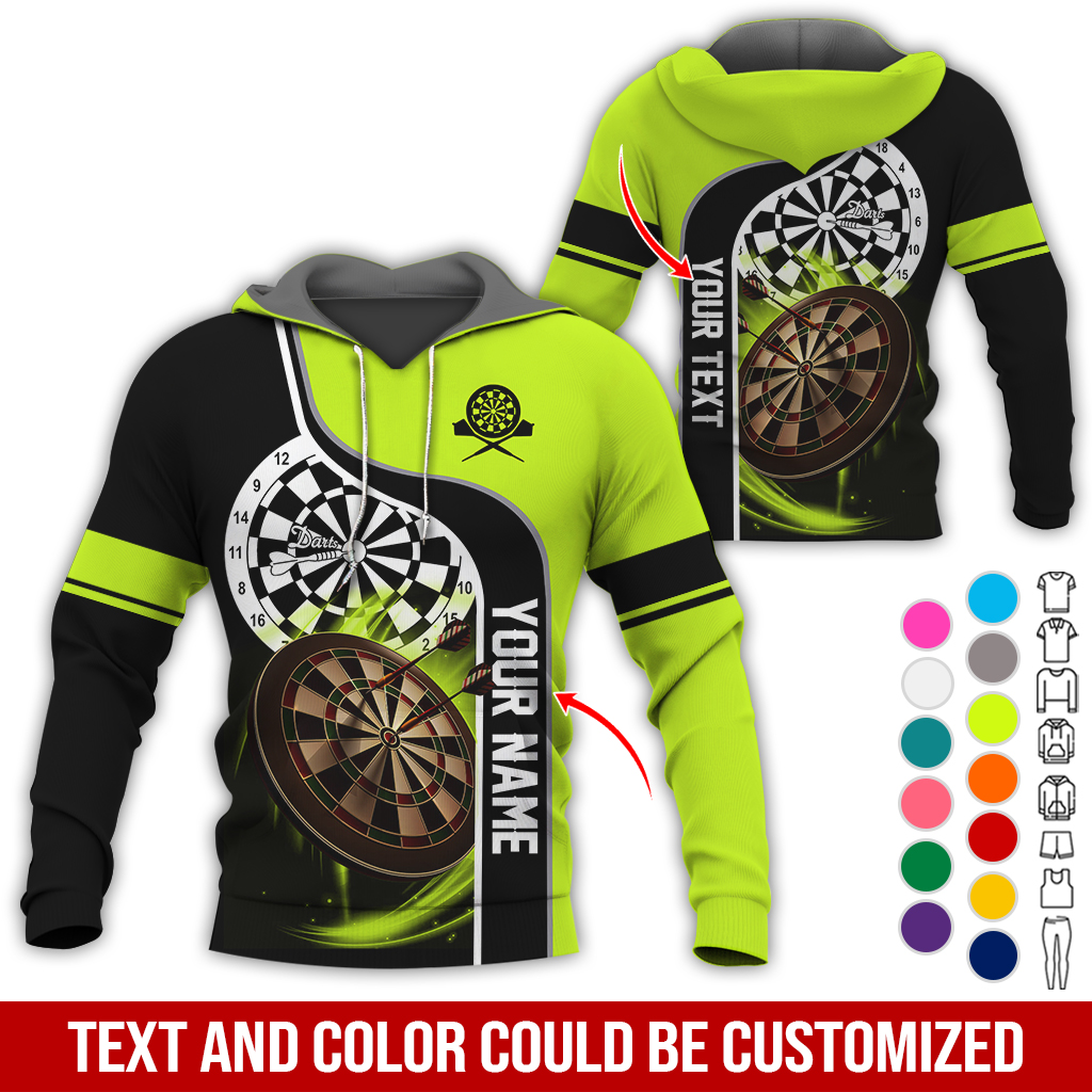 Customized Name & Text Darts Premium Hoodie, Darts Pattern Hoodie For Men & Women, Perfect Gift For Darts Lovers, Friend, Family