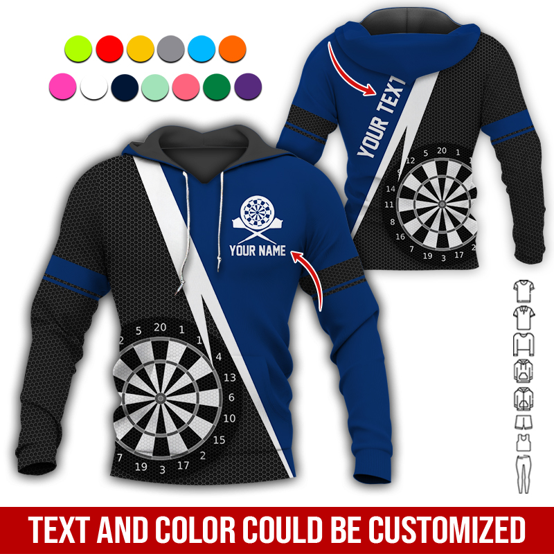 Customized Name & Text Darts Premium Hoodie, Spot Pattern Darts Black Hoodie, Perfect Gift For Darts Lovers, Darts Player