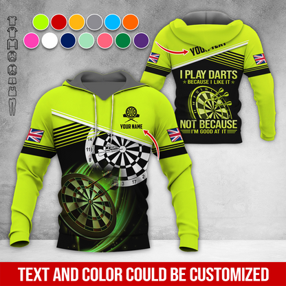 Customized Name & Text Darts Premium Hoodie, Custom National Flag, I Like Darts Hoodie For Men & Women, Perfect Gift For Darts Lovers, Darts Player