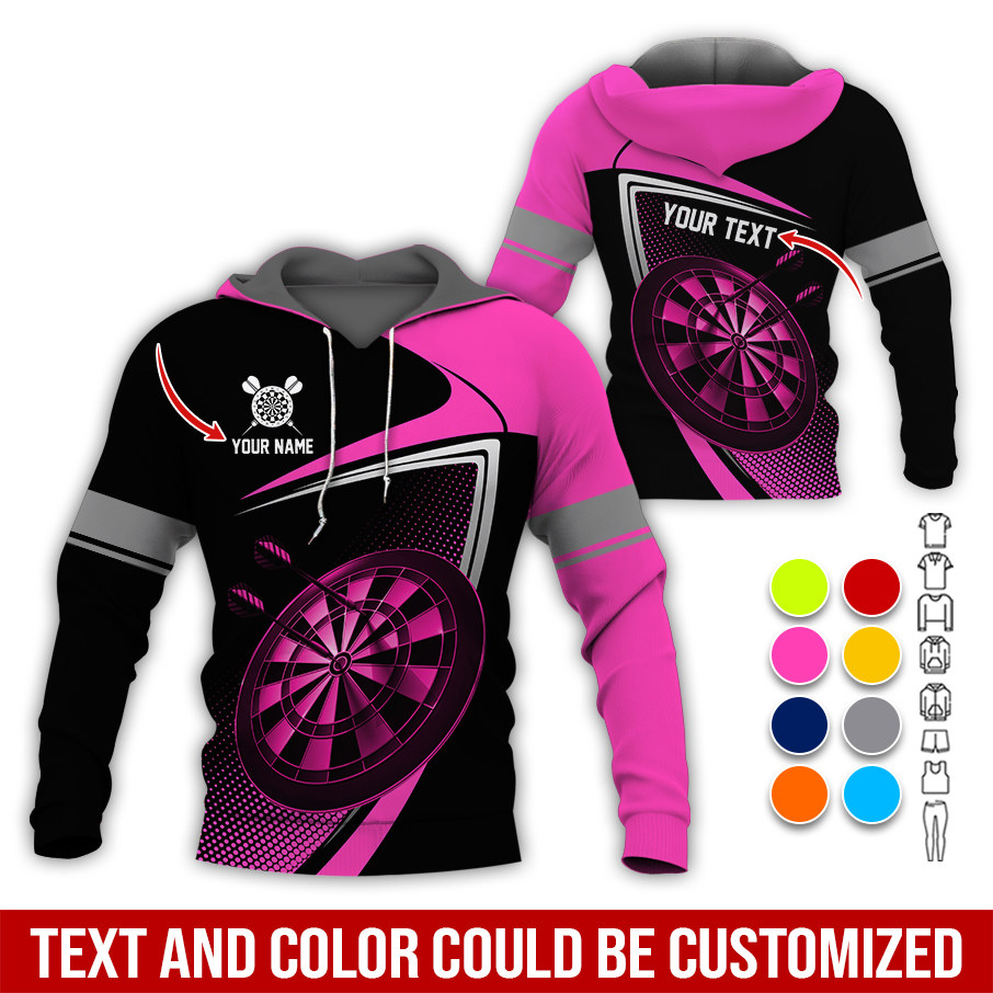 Customized Name & Text Darts Premium Hoodie, Personalized Color Spot Pattern Darts Hoodie, Perfect Gift For Darts Lovers, Darts Player