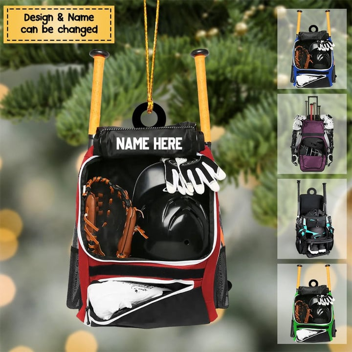 Custom Baseball Acrylic Ornament, Personalized Baseball Bag Acrylic Ornament For Baseball Lover, Christmas, Family