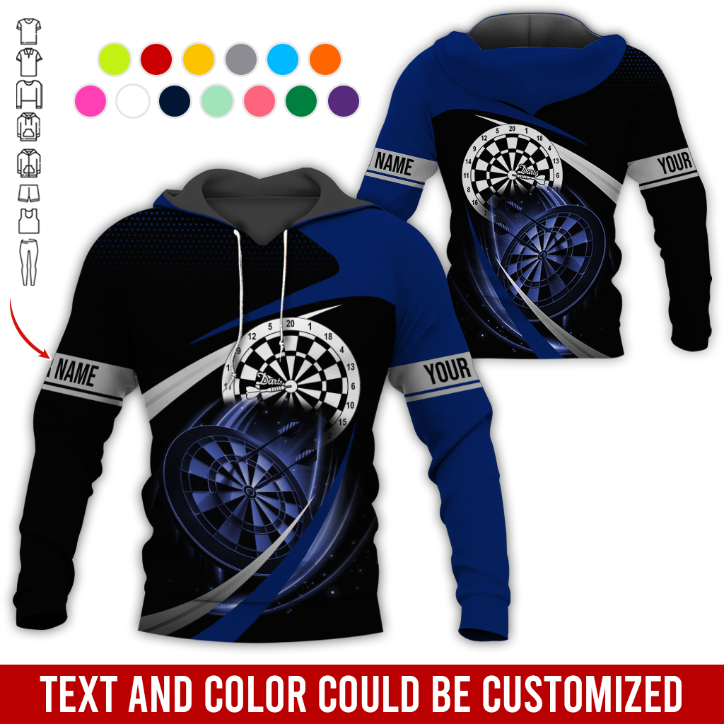 Personalized Darts Premium Hoodie, Customized Name & Text Darts Spot Pattern Black Hoodie, Perfect Gift For Darts Lovers, Friend, Family