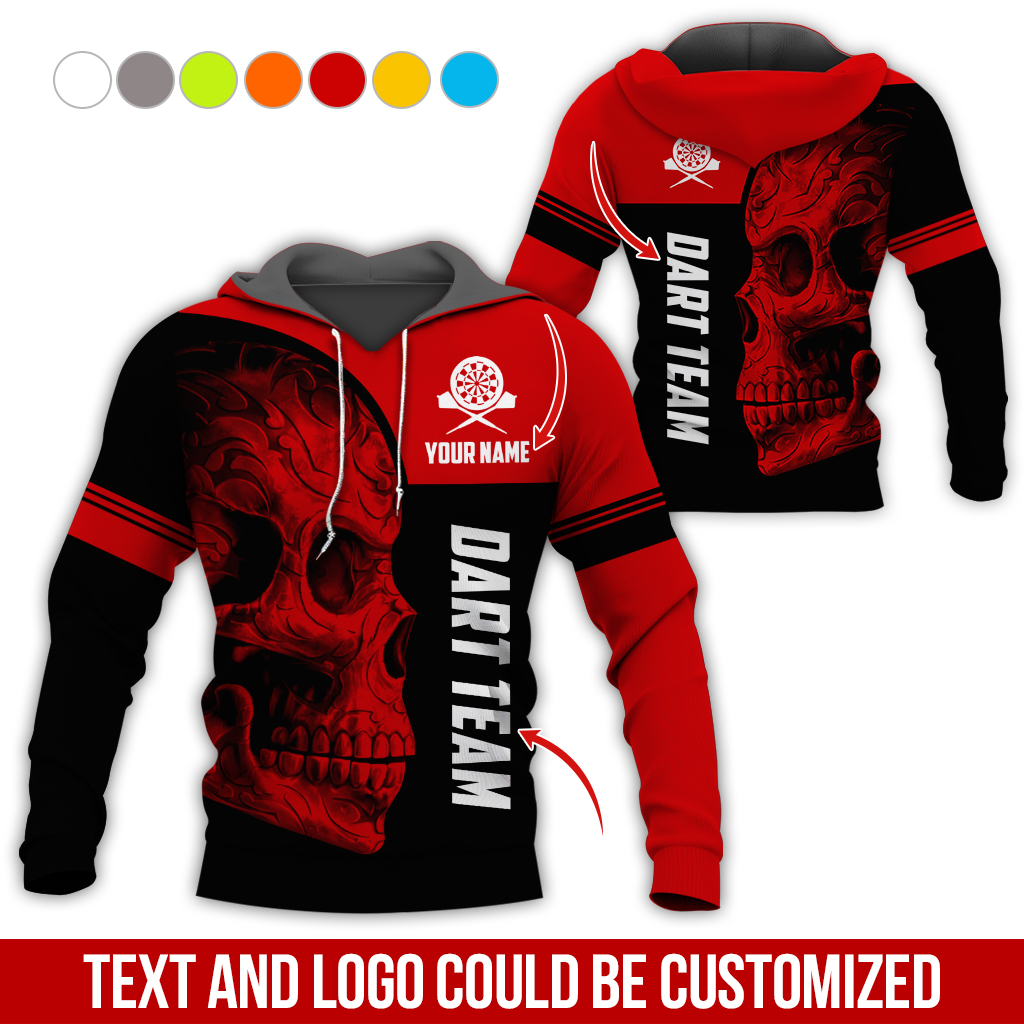 Customized Name & Team Name Darts Skull Premium Hoodie, I Like Darts Hoodie, Perfect Gift For Darts Lovers, Darts Player