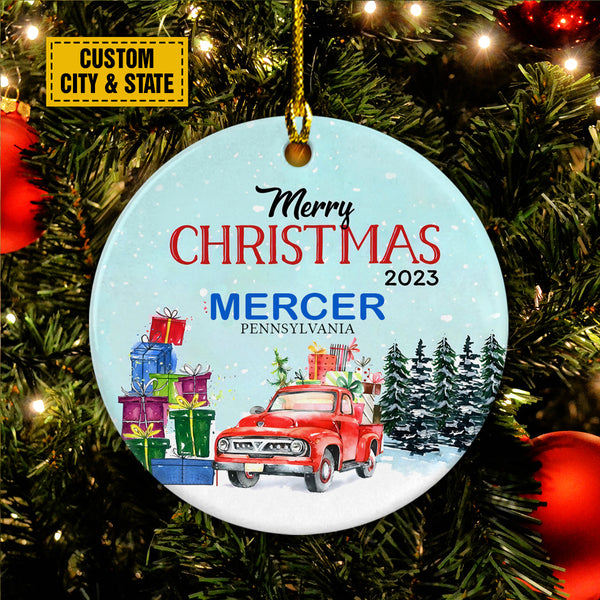 Personalize Ceramic Christmas Ornament - Custom Merry Christmas 2023 Circle Ceramic Ornament, Perfect Gift For Christmas