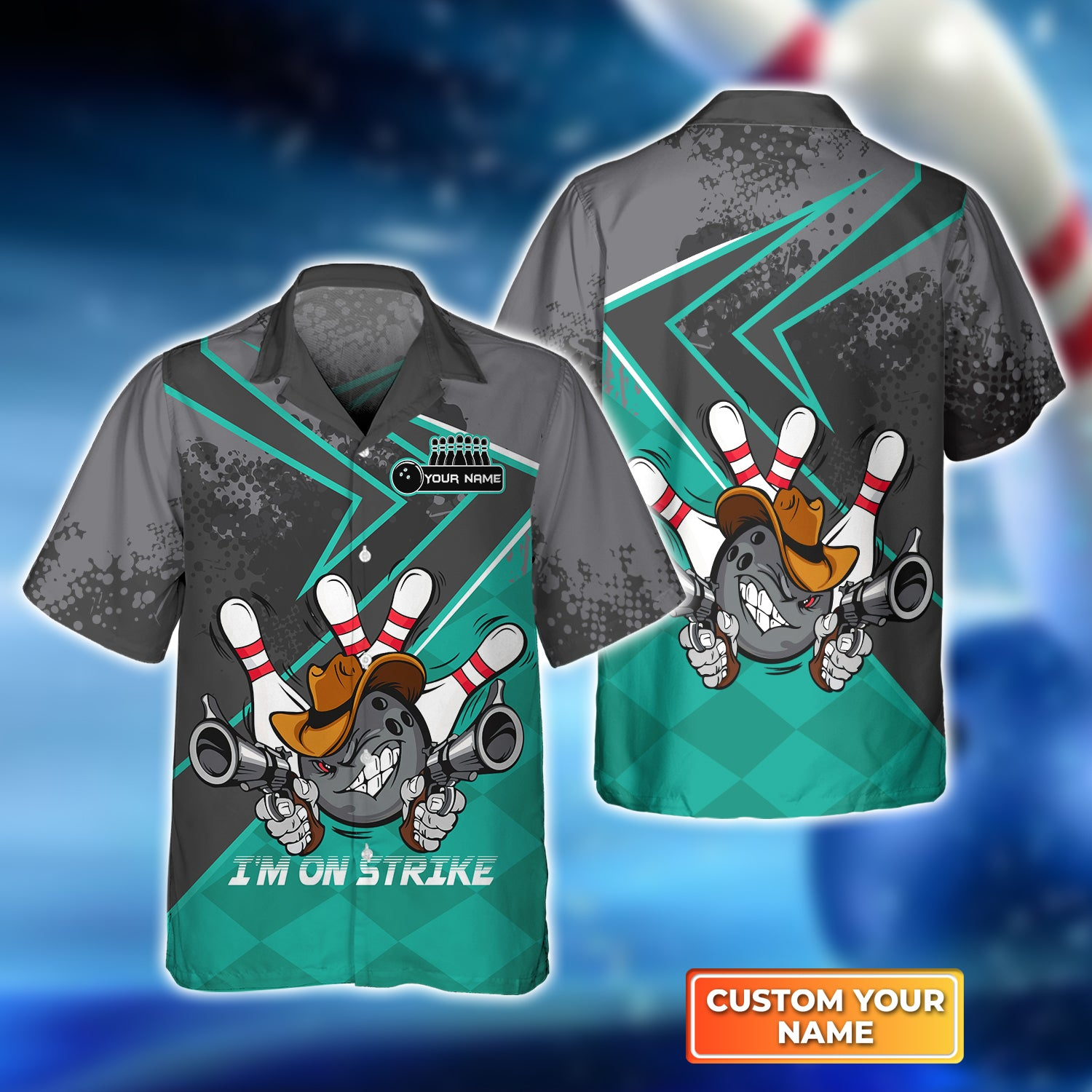 Personalized Bowling Hawaiian Shirt - Custom Name Bowling I'm On Strike Hawaiian Shirts For Bowling Lovers