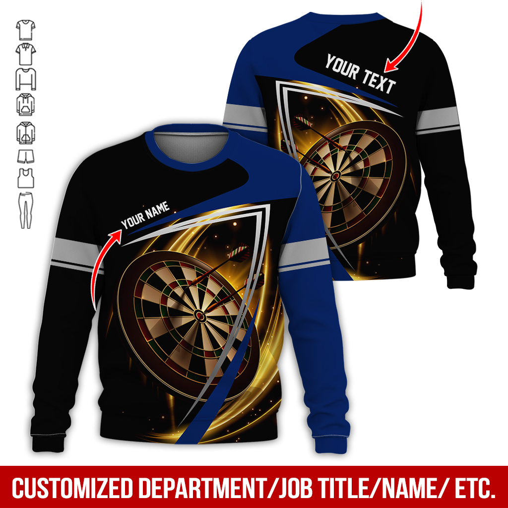 Customized Name & Text Darts Sweatshirt, Dartboard Pattern Shirts For Men & Women - Gift For Darts Lovers, Friend, Family
