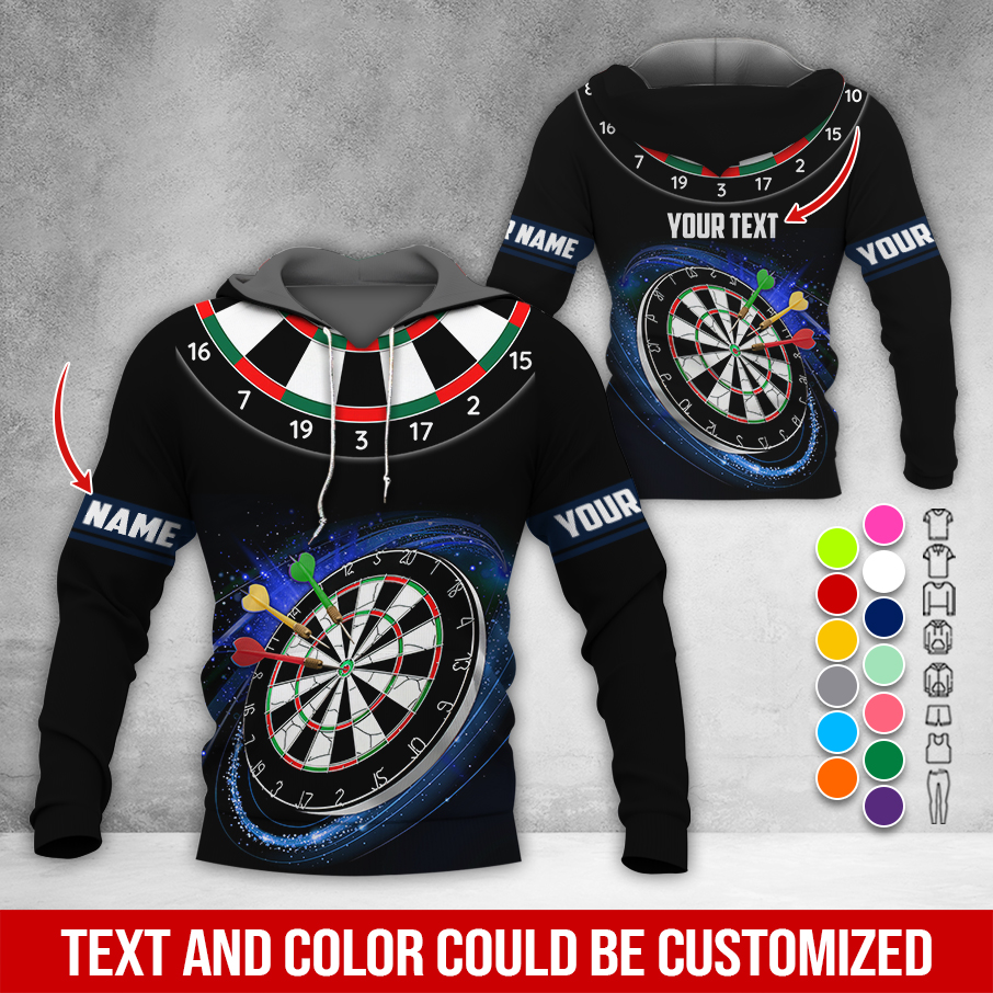 Customized Name & Text Darts Premium Hoodie, Black Pattern Darts Hoodie, Perfect Gift For Darts Lovers, Darts Player