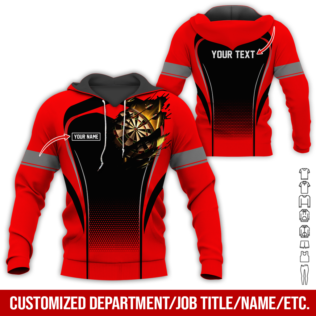 Customized Name & Text Darts Premium Hoodie, Dartboards Pattern Hoodie For Men & Women - Gift For Darts Lovers, Friend, Family