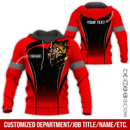 Customized Name & Text Darts Premium Hoodie, Dartboards Pattern Hoodie For Men & Women - Gift For Darts Lovers, Friend, Family