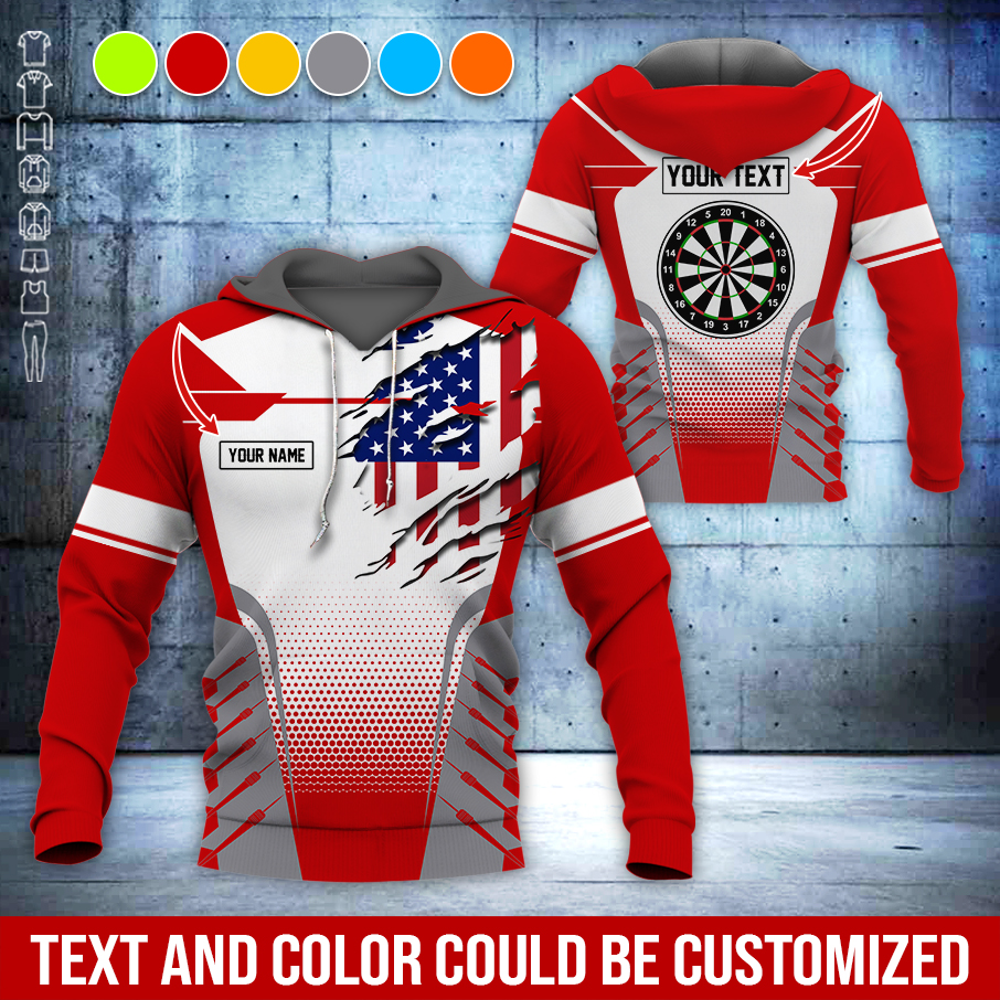 Customized Name & Text Darts Premium Hoodie, Custom Your Flag & Darts Hoodie, Perfect Gift For Darts Lovers, Darts Player
