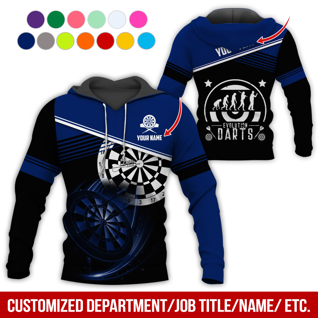 Customized Name & Text Darts Skull Premium Hoodie, Evolution of Darts Player Darts Hoodie, Perfect Gift For Darts Lovers, Darts Player