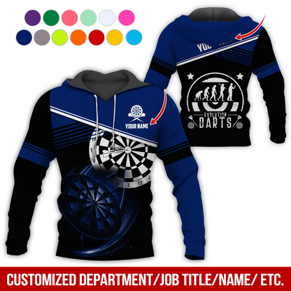 Customized Name & Text Darts Skull Premium Hoodie, Evolution of Darts Player Darts Hoodie, Perfect Gift For Darts Lovers, Darts Player