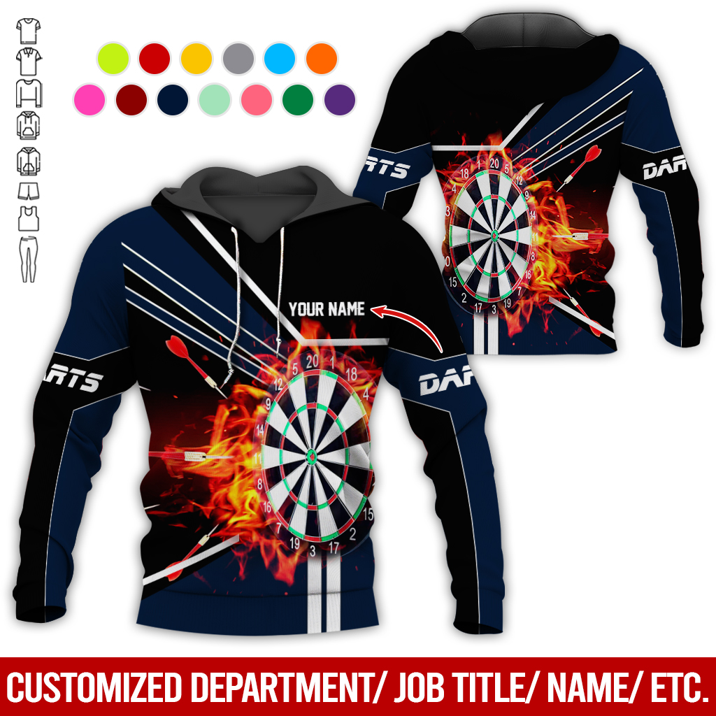Customized Darts Flaming Premium Hoodie, Personalized Name Darts Hoodie, Perfect Gift For Darts Lovers, Darts Player