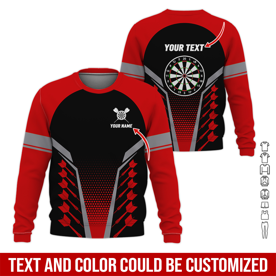 Customized Name Darts Sweatshirt, Darts & Dartboards Pattern Love Darts Shirts - Gift For Darts Lovers, Friend, Family