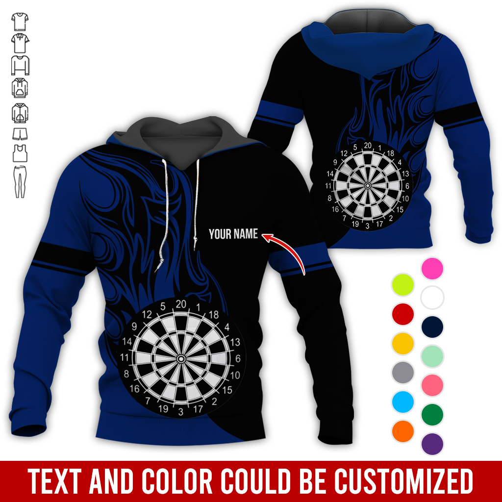 Personalized Name Darts Premium Hoodie, Fire Dartsboards Pattern Hoodie For Men & Women, Perfect Gift For Darts Lovers, Friend, Family