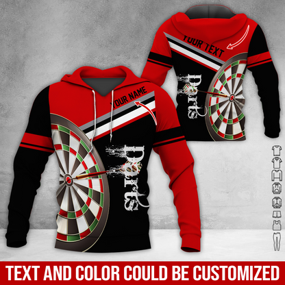 Customized Name & Your Text Darts Premium Hoodie, Darts Pattern Hoodie, Perfect Gift For Darts Lovers, Friend, Family