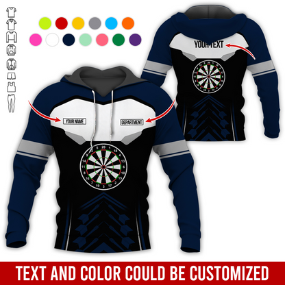 Customized Name, Text & Department Darts Premium Hoodie, Black & White Pattern Darts Hoodie, Perfect Gift For Darts Lovers, Darts Player
