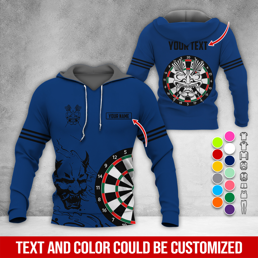 Customized Name & Text Darts Premium Hoodie, Orochimaru Demon Mask Pattern Darts Hoodie, Perfect Gift For Darts Lovers, Darts Player