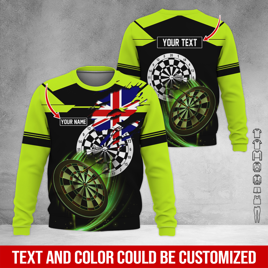 Customized Darts Sweatshirt, England Flag Pattern Sweatshirt For Men & Women, Perfect Gift For Darts Lovers, Friend, Family