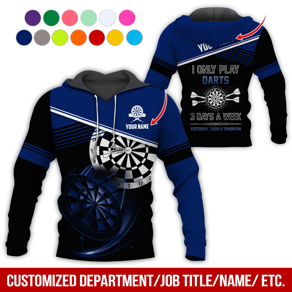 Customized Name & Text Darts Skull Premium Hoodie, I Only Play Darts 3 Days a Week Hoodie, Perfect Gift For Darts Lovers, Darts Player