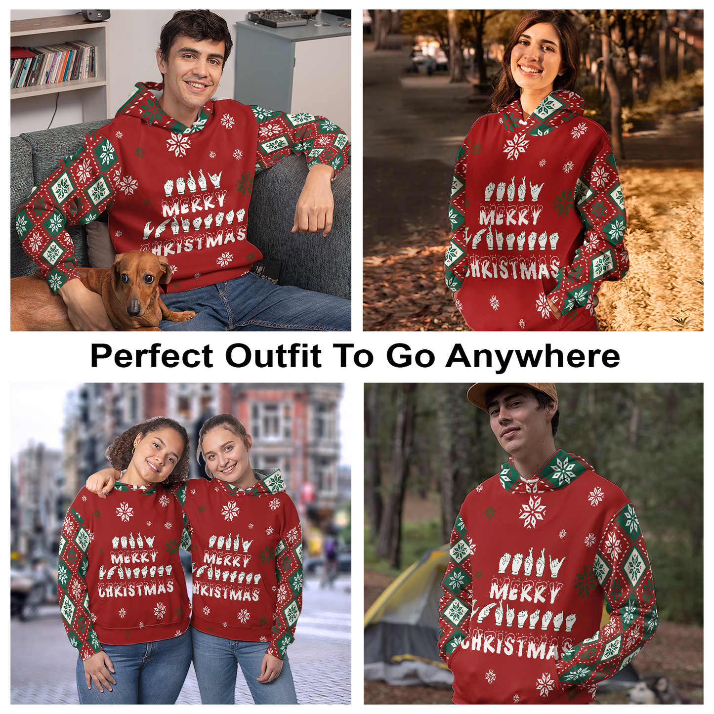 Sign Language Merry Christmas Pullover Premium Hoodie, Perfect Outfit For Men And Women On Christmas New Year Autumn Winter